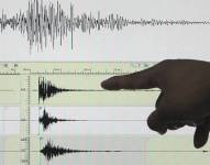 Vista de una persona que señala un sismógrafo, en una fotografía de archivo.