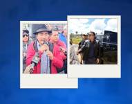 Marlon Vargas en una fotografía de archivo (API); Daniel Noboa bajando del auto atacado en Cañar (Presidencia).