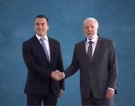 Daniel Noboa y Lula da Silva durante un saludo en Brasil