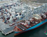 Arribo del Post-Panamax MSK Evora de la línea Maersk en DP World, en Posorja.