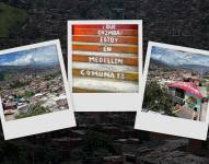 Composición de fotos de Comuna 13, en Medellín, Colombia.