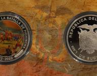 Las dos caras de la moneda conmemorativa por los 200 años de la Batalla de Pichincha.