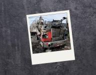 Un tráiler fue incendiado por manifestantes en Imbabura.