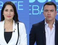 Debate presidencial entre Daniel Noboa y Luisa González en la segunda vuelta electoral de marzo 2025.
