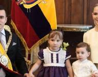Archivo. En imagen, el presidente Daniel Noboa, su primera hija Luisa Noboa, su segundo hijo Alvarito Noboa y su esposa Lavinia Valbonesi, quien está embarazada en la actualidad.