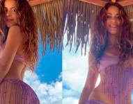 Imágenes de archivo de Shakira en la playa.