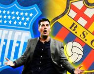 Ismael Rescalvo, entrenador de Barcelona, que tiene una deuda por cobrar a Emelec.