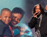 Imagen de archivo de Kendrick Lamar junto a su madre, y él años después en uno de sus conciertos.