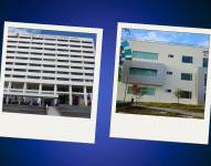 Foto de los exteriores de los hospitales Eugenio Espejo y Pablo Arturo Suárez.
