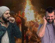 Hombres con problemas de salud por la pirotecnia.