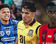 Patrik Mercado, Alan Franco y Denil Castillo, mediocampistas ecuatorianos.