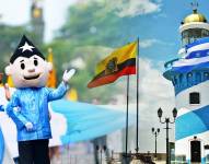 En esta imagen aparecen Juan y Juanita Pueblo, junto al faro ubicado en el cerro del Carmen, en Guayaquil.