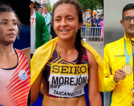 Lucía Yépez (i), Glenda Morejón (c) y Daniel Pintado (d) van a disputar los Juegos Olímpicos París 2024