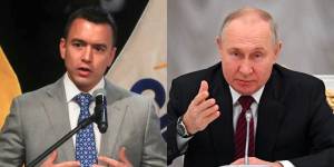 Daniel Noboa, presidente de Ecuador, y Vladímir Putin, presidente de Rusia.