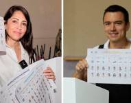 Luisa González y Daniel Noboa votando el 20 de agosto de 2023.
