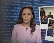 Jeannine Cruz Vaca durante la entrevista en el programa Contacto Directo de Ecuavisa.