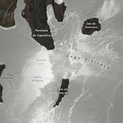 Un astronauta a bordo de la Estación Espacial Internacional capturó esta fotografía detallada del extremo sur del lago Titicaca