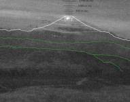 Visualización del volcán Sangay este sábado 20 de julio de 2024.