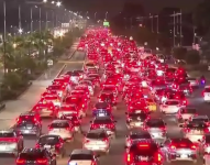 La fiesta generó un colapso vial en la avenida Samborondón, especialmente a la altura del kilómetro 3,5.
