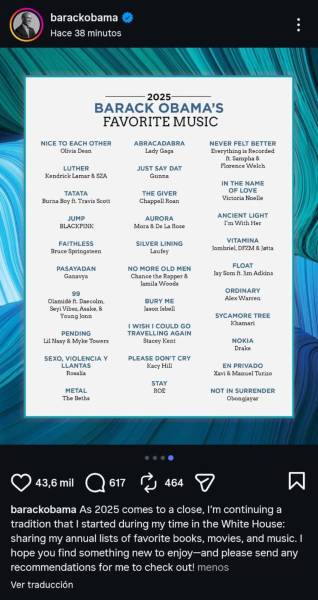 Listado de lo más escuchado de Barack Obama.