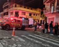 La ambulancia del Cuerpo de Bomberos de Latacunga (CBL) tras el incidente de tránsito.