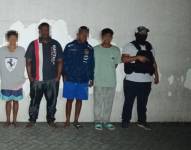Foto de seis personas detenidas por el secuestro de un contratista, en el norte de Guayaquil