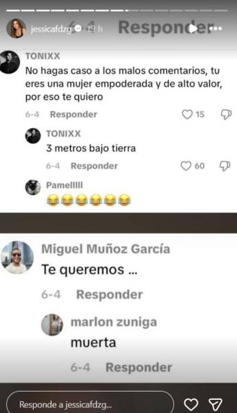 Parte de los mensajes de odio dirigidos hacia Jessica Fernández.