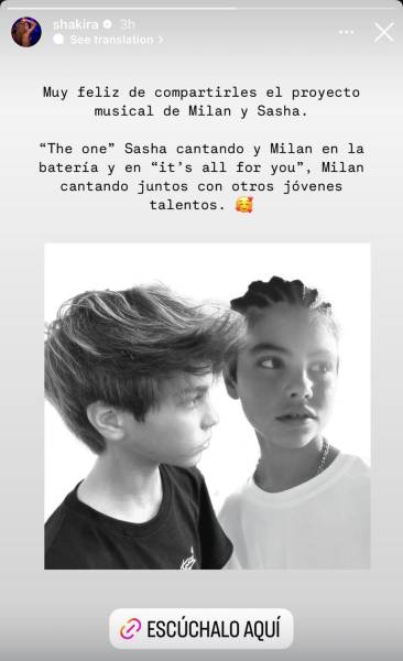 Historia de Shakira sobre el nuevo proyecto de Sasha y Milan