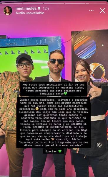 Mensaje de Gigi Mieles en su cuenta de Instagram.