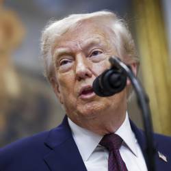 El presidente de Estados Unidos, Donald Trump, durante un anuncio en la Sala Roosevelt de la Casa Blanca, en Washington, DC, Estados Unidos, el 19 de diciembre de 2025.