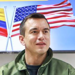 El presidente de la República, Daniel Noboa, junto con la secretaria de Seguridad Nacional de los EE.UU., Kristi Noem, recorrieron las instalaciones de la Base de Manta.