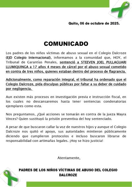 Comunicado de padres de familia.