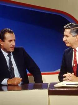 Foto de Alfonso Espinosa de los Monteros en una entrevista con Rodrigo Borja, quien fue presidente de Ecuador entre 1988 y 1992.