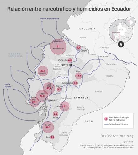 La ruta de la droga marca el aumento de homicidios en Ecuador