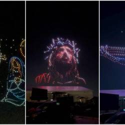 Mil drones narran la historia de la Natividad en evento comunitario de Texas.