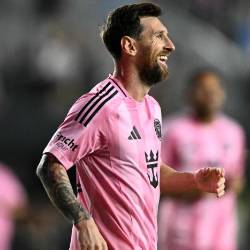 Lionel Messi, jugador argentino del Inter Miami, celebra un gol ante Nashville, durante el partido jugado el 24 de octubre de 2025, por la MLS.