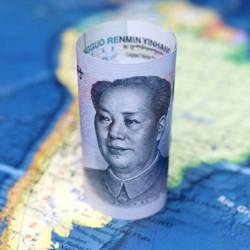 Billete de China (Yuan) con el continente latinoamericano