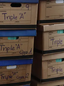 Imagen de cajas con expedientes del caso Triple A.