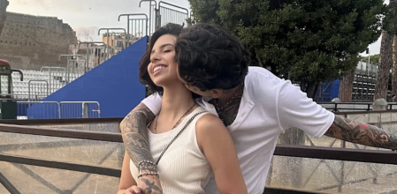 Christian Nodal y Ángela Aguilar en una imagen de archivo, juntos.