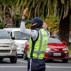 Agente de tránsito realizando controles.