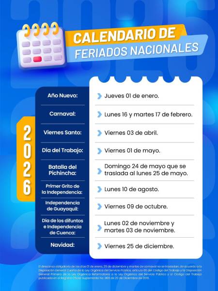 Calendario de turismo de 2026.