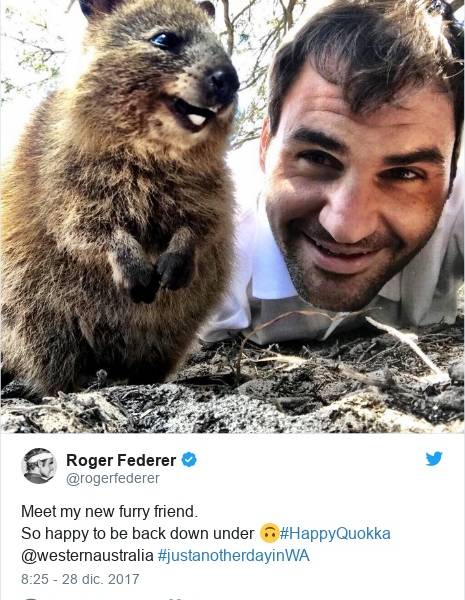 El selfie de Roger Federer con &quot;el animal más feliz del mundo&quot;