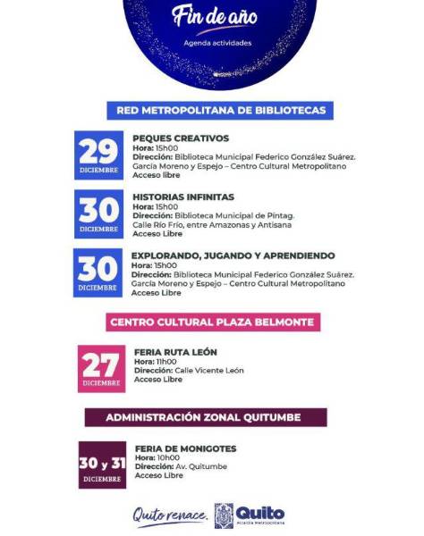 Esta es la agenda de actividades por Fin de Año en Quito este 2025