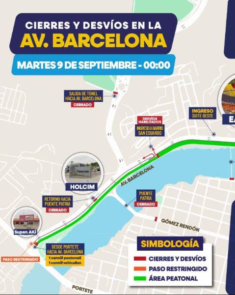 Cierres viales por el partido Ecuador vs. Argentina