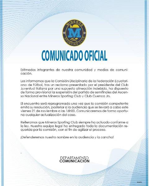 Segunda Categoría: ¿Por qué se suspendió la semifinal entre Mineros SC y Cuenca Juniors?