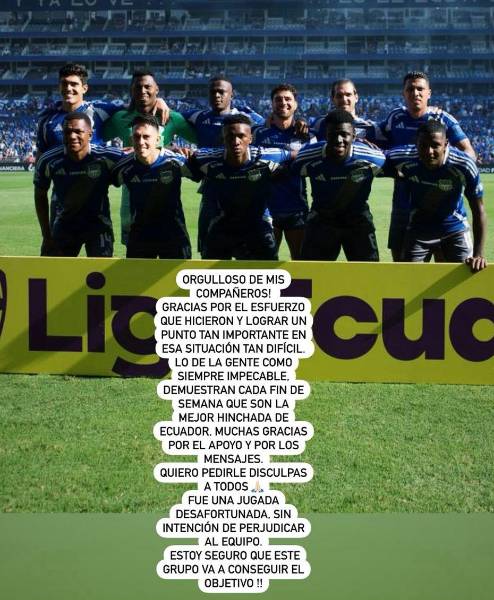 Juan Pablo Ruiz pidió disculpas a la hinchada de Emelec, tras ser expulsado contra Deportivo Cuenca