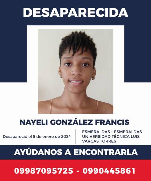 Imagen compartida para encontrar a Nayeli González Francis.