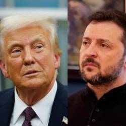 Composición de Vladímir Putin, presidente de Rusia; Donald Trump, presidente de los Estados Unidos y Volodímir Zelenski, presidente de Ucrania