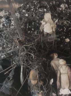 El pesebre quedó destruido tras el incendio.