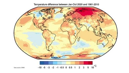 Se cierra la década más cálida, con 2020 en tercer puesto anual
